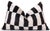 Mid-Century Modern Hand-Knotted Silk Velvet Ikat Lumbar Pillow - 16x24 Black & Silver White For Sale - Image 3 of 8