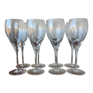 Late 20th Century Christofle Albi Crystal Glassware Made in France Set of 8 Water Goblets