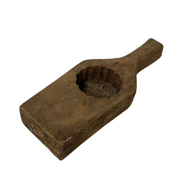 Vintage Wood Round Chinese Characters Cake Maker Mold Board For Sale - Image 4 of 6