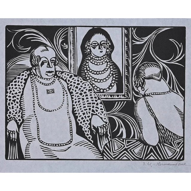 Hermann-Paul, The Meeting, Woodcut Print, 1925 For Sale - Image 4 of 4