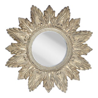 Mid-Century French Champagne Sunburst Mirror For Sale