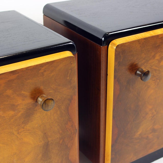 Wood Czechoslovak Bedside Tables from Up Závody, 1930s, Set of 2 For Sale - Image 7 of 15