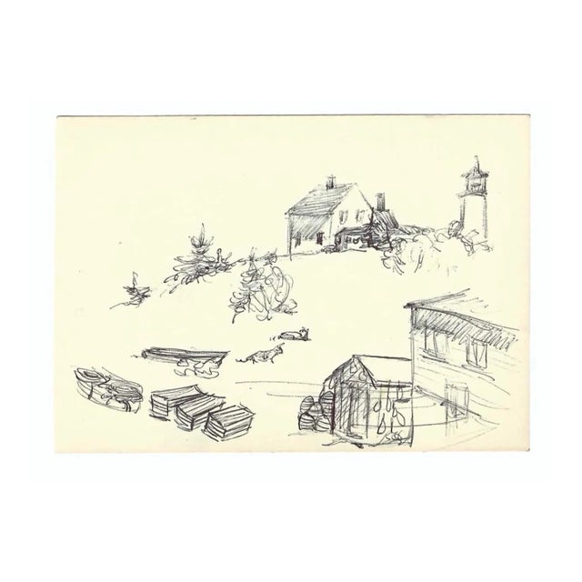1980s Robert Angeloch Monhegan Maine Drawing For Sale
