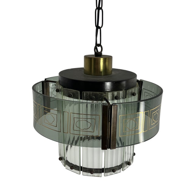 Mid-Century Modern Art Deco Murano Glass Pendant, 1950s For Sale