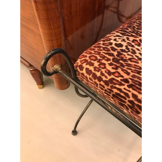 1970s Mid-Century Modern Iron Leopard Print Cerule Benches - a Pair For Sale - Image 5 of 8