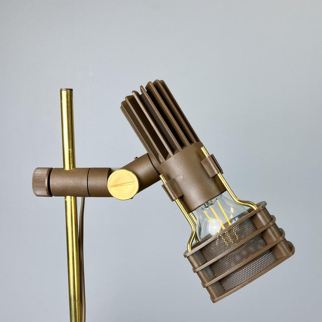 Gold Two-Light Floor Lamp with Plastic Spotlights on a Brass Rod from Hustadt Leuchten,1970s For Sale - Image 8 of 13