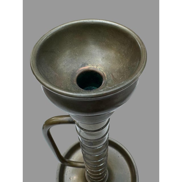 Antique Vincent MFG Co Cleveland Brass Giant Chamberstick Candlestick 17” #533 For Sale - Image 4 of 12