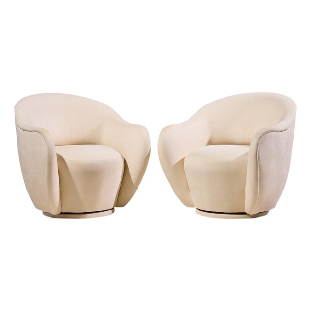 Vladimir Kagan for Directional Model 100a Mid Century Swivel Lounge Chairs - Pair For Sale