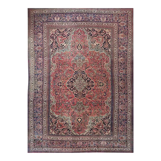 1920s Persian Mashad Area Rug 12’0″ X 17’0″ For Sale