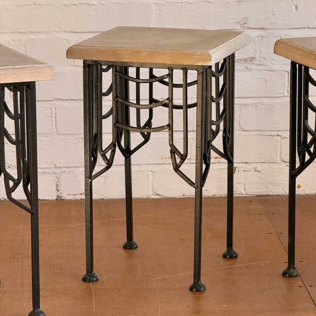 Iron and Stone Side Table For Sale - Image 5 of 5