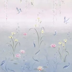 Sanderson Water Garden * Wallpaper in Soft Jade/Pink Blossom - a Sample