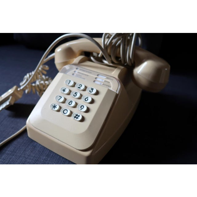 Mid 20th Century Vintage Beige Buttoned House Phone - Retro Elegance From France For Sale - Image 5 of 7