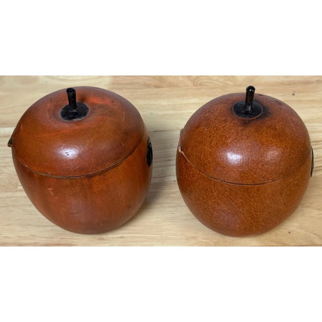 Wood Two 20th Century English Style Polychromed Carved Wood Apple Boxes/ Tea Caddies - a Pair For Sale - Image 7 of 10