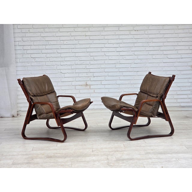 Norwegian Lounge Chair in Brown Furniture Leather, 1970s For Sale - Image 13 of 18