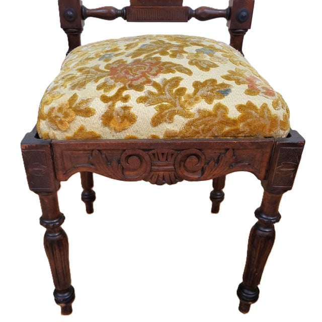 Pair Antique Italian Renaissance Carved Walnut Angels & Griffon Side Chairs For Sale - Image 14 of 18