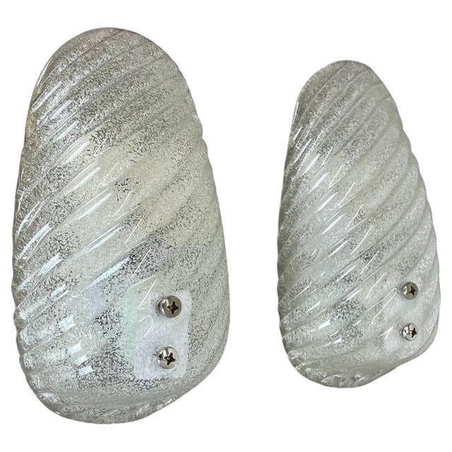Murano Bubble Ice Glass Wall Sconces, Germany, 1980s, Set of 2 For Sale