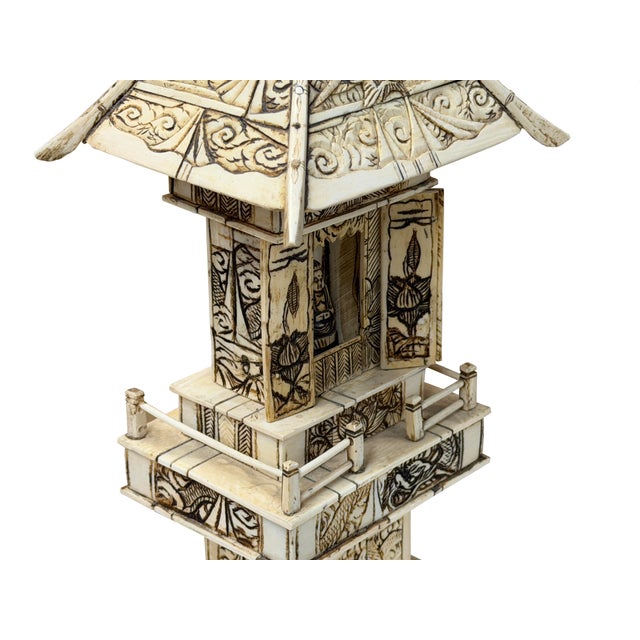 Vintage Oriental Pagoda Shrine Buddha Collectible Display Art Figure For Sale - Image 16 of 16