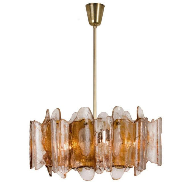 Crystal Glass Chandelier & Wall Lights by J.T. Kalmar, Set of 3 For Sale - Image 11 of 14