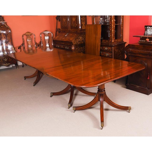 Vintage Triple Pillar Dining Table and Chairs by William Tillman, 1980s, Set of 15 For Sale - Image 4 of 15