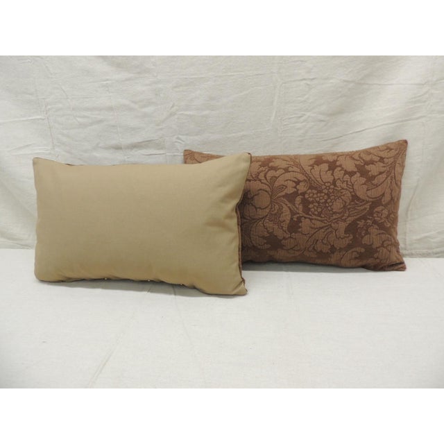 Brown Tone-On-Tone Damask Pattern Decorative Lumbar Pillows - Set of 2 For Sale In Tampa - Image 6 of 7