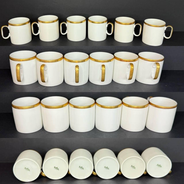 Vintage Rosenthal Germany 21-Piece Porcelain Coffee Service – White With Heavy Gold Trim, Mid-Century Modern For Sale - Image 14 of 18