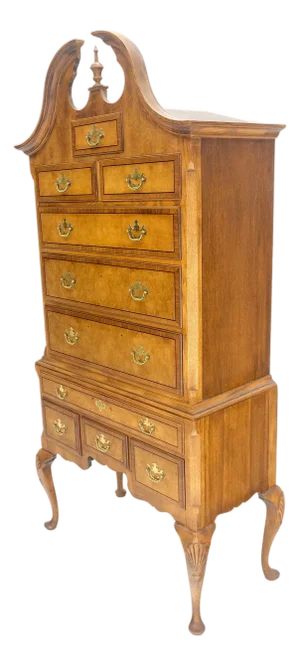 Baker 10 Drawer Chippendale Style Brass Hardware Queen An Highboy Dresser