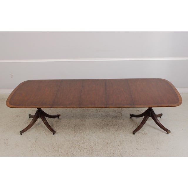 Baker Mahogany Inlaid Double Pedestal Dining Table For Sale - Image 13 of 17