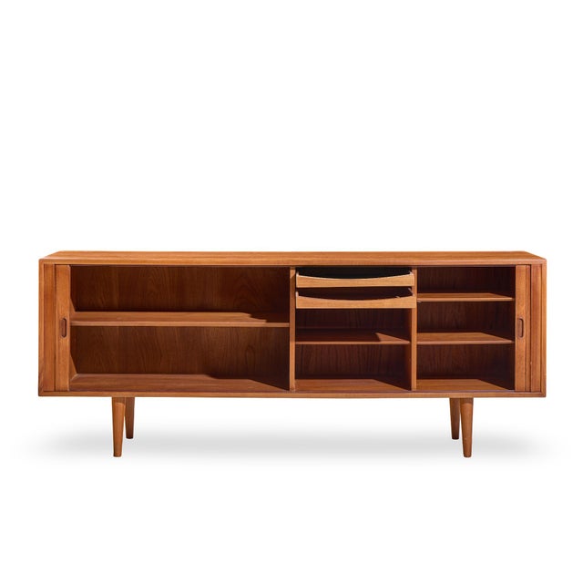 Wood Arne Vodder for Sibast Model 37 Mid Century Danish Teak Tambour Door Sideboard Credenza For Sale - Image 7 of 11