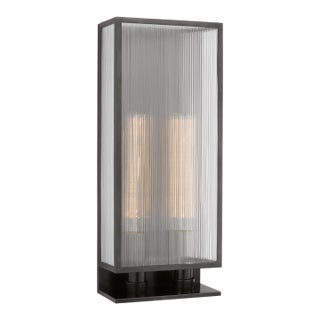 Barbara Barry for Visual Comfort Signature York 24" Double Box Sconce in Bronze with Clear Ribbed Glass For Sale