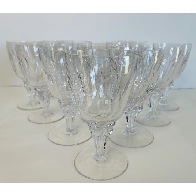 1950s Royal Leerdam Queen Juliana Glass Wine Stems, Set of 12. Beautiful hand-blown solid and sturdy glass stems. No Marks.