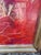Vintage Mid-Century Modern Textural Red & Orange Abstract Mixed Media Collage Painting by Barnes For Sale - Image 4 of 12