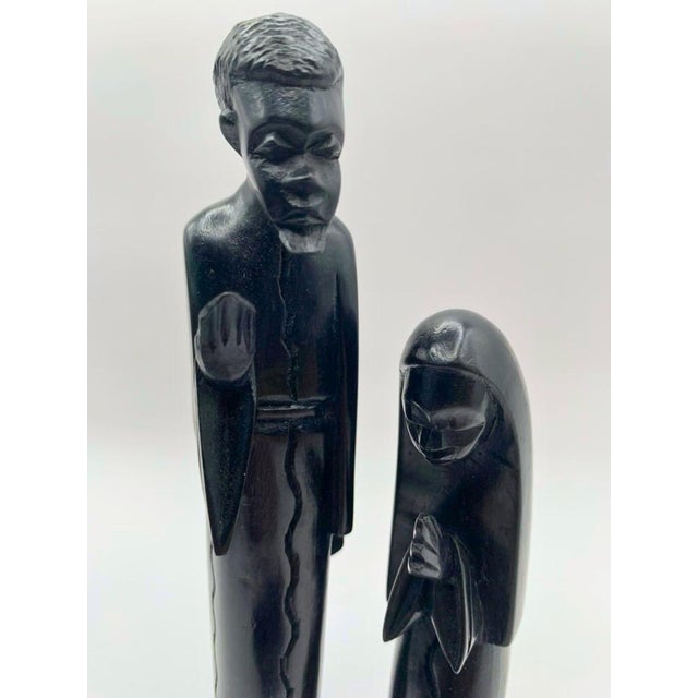Ebony Hand-Carved Dark Wood African Christmas Nativity Set From Angola - 11 Pieces For Sale - Image 8 of 10