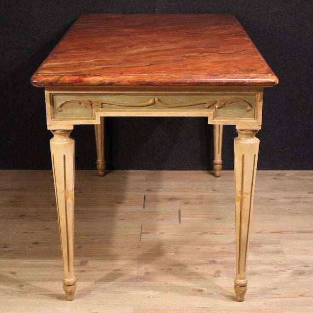 20th Century Louis XVI Lacquered and Painted Table, 1950s For Sale - Image 3 of 12
