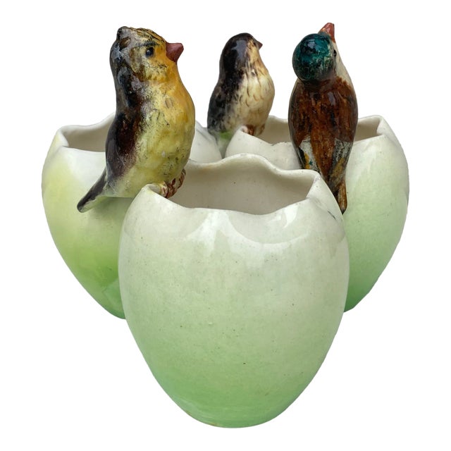 French Majolica Triple Vase Vase Jerome Massier Circa 1900 For Sale