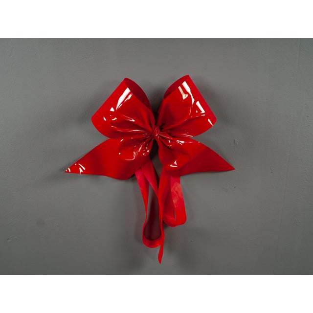 Large Red Gift Bow Hand-Formed from Plastic For Sale - Image 11 of 13