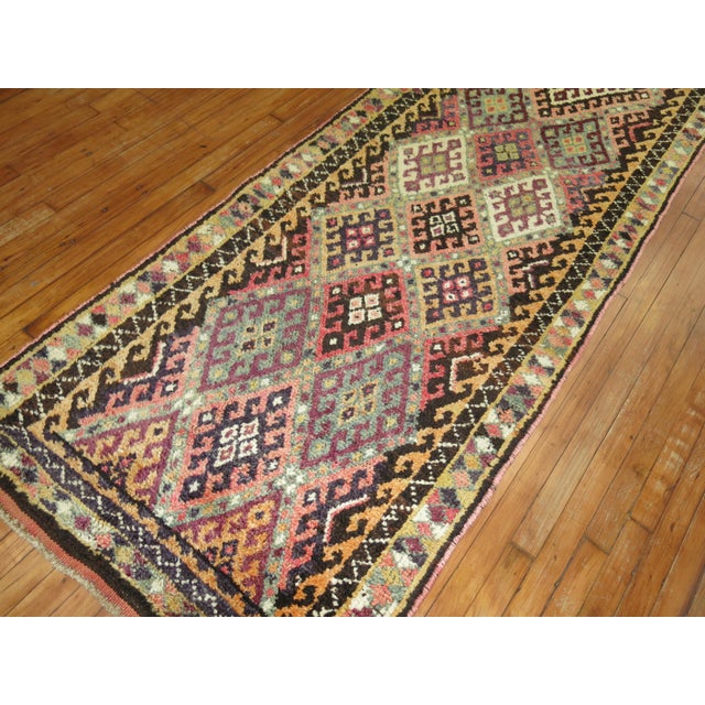 Textile Vintage Zabihi Collection Long Geometric Turkish Runner - 3'3" x 15' For Sale - Image 7 of 7
