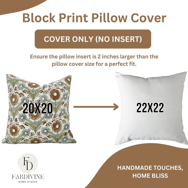 Not Yet Made - Made To Order Fabdivine Indian Block Print Cushion Cover 18x18 Inch Viscose Linen-Vanshika For Sale - Image 5 of 5