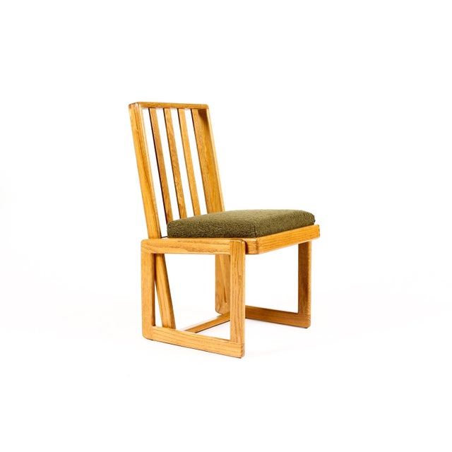 Vintage Mid Century 70’s Chunky White Oak Dining Set — Glenn of California — Table + 6 Chairs For Sale - Image 12 of 17