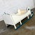 Rustic Vintage Sleigh-Style Dog Bed White With Blue Trim & Nail Head Design For Sale - Image 3 of 13