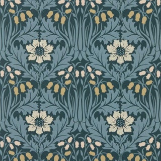 Morris & Co. Woodbell & Anemone Wallpaper in Indigo- a sample For Sale