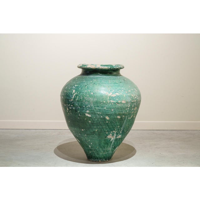 Forest Green Antique Green Glazed Ceramic Amphora from Triana, Seville, 18th Century For Sale - Image 8 of 8