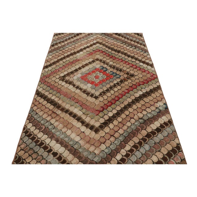Traditional Antique Hooked Rug With Polychromatic Chevron Patterns, From Rug & Kilim For Sale - Image 3 of 7