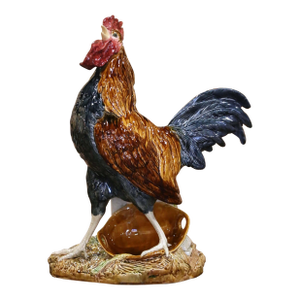 19th Century French Barbotine Rooster Vase by Louis Carrier-Belleuse