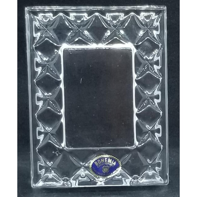 Vintage Lead Crystal Picture Frame Diamond Design Czech Republic