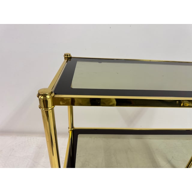 Brass and Smoked Glass 3-Tier Étagère, 1970s For Sale - Image 10 of 14