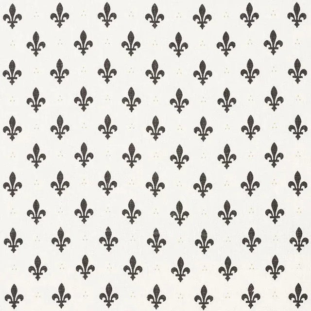 Sample - Schumacher Fleur De Lis Fabric in Charcoal For Sale