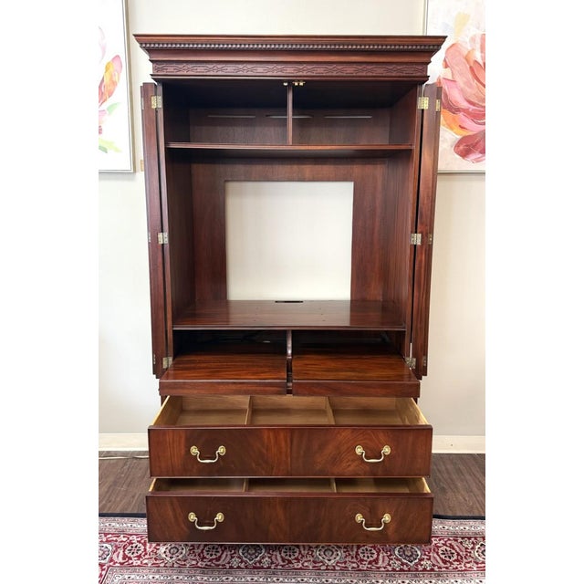 1990s Henkel Harris Mahogany Armoire Model No. 1247 For Sale In Raleigh - Image 6 of 16
