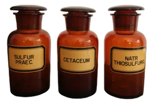 Early 20th Century German Apothecary Glass Jars, 1920s, Set of 3