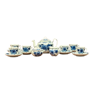 Mid 20th Century De Koninklijke Goedewaagen Delft Blue & White Tea Service for Six - 17 pcs