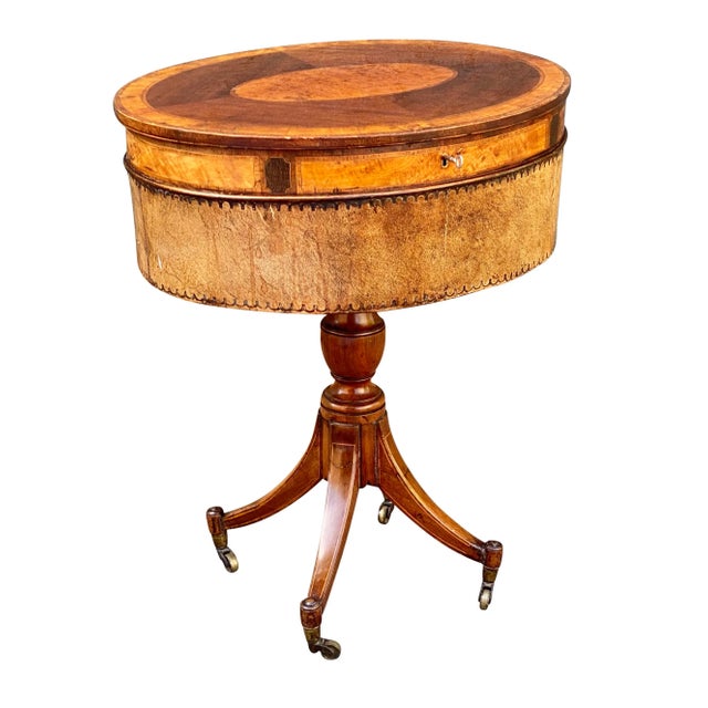 Antique Regency Mahogany & Satinwood Sewing Stand For Sale - Image 13 of 13